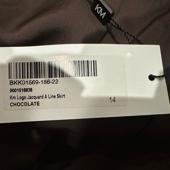 NWT Chocolate Brown Karen Millen Geometric Mini Skirt Leather Accent Fall Sz 10 - Picture 9 of 9